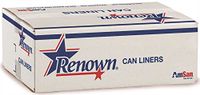 Renown REN14555-CA Trash Can Liners, 40" x 48", 45 gal, 22 mil, Black (Roll of 25) (Pack of 6)