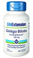 Ginkgo Biloba Certified Extract, 120 mg, 365 Caps by Life Extension (Pack of 2)