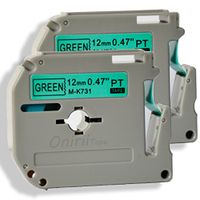 2-Pack Compatible P-Touch M Tape M731 MK731 M-K731 M-731 Label Tape, Replace for P Touch PT-70BM,PT-M95,PT-90,PT-70,PT-65,PT-70SR,PT-85, 1/2 Inch x 26.2 Feet(12mm x 8m),Black on Green