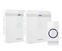Wireless Doorbell, AVANTEK D-3W Waterproof Door Chime Kit Operating at Over 1300 Feet with 2 Plug-In Receivers, 52 Melodies, CD Quality Sound and LED Flash