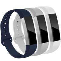 OenFoto Bands Compatible Fitbit Alta/Alta HR/Ace, Adjustable Soft Silicone Bracelet Replacement Accessory Wristband for Fitbit Alta/Alta HR/Ace,Women Men, Large White,Navy, Light Gray