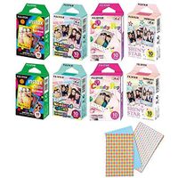 Fujifilm Instax Mini 8 Pack Bundle Rainbow, Stained Glass, Candy Pop, Shiny Star Single Pack 10 Sheets X 8 Pack = 80 Sheets