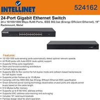 Intellinet 524162 New Gigabit Rack-Mount 24 Port Ethernet Switch Electronics Computers Accessories