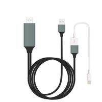 Olleasily for iPhone iPad Android to HDMI Adapter Cable, 3 in 1 Type-C/Micro USB/to HDMI Cable, 1080P HDTV AV Phone to TV Cable Adapter (Black, 1)