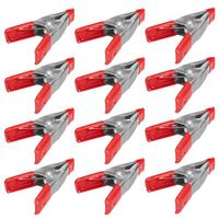 Wideskall 2" inch Mini Metal Spring Clamps w/Red Rubber Tips Clips (Pack of 12)