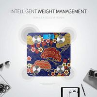 LYAOE Bluetooth Body Fat Scale Japanese Pattern Cherry Blossom Ornament Oriental Smart Wireless Scale with LCD Display Measuring Body Weight Bmi and Health Digital Scale