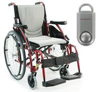 S-Ergo 125 Ergonomic Wheelchair | Seat Size 16" X 17" | Flip-Back Armrest | Swing Away Footrest | Frame Color Red & Free 130 dB Silver Safety Alarm!