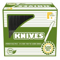 HOGOWARE Plastic, Disposable Utensils Bulk Set | Plastic-Ware Cutlery, 500 Pieces, for Dinner Party, Serving Wedding Cake, Pie & Desserts (Knives, Black)