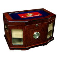 Large Premium Desktop Humidor - Glass Top -US Marine Corps, Flag