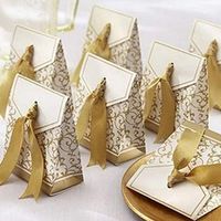 NX Garden Golden Candy Boxes 20PCS Gift Boxes Candy Bag Cake Box with Ribbons for Wedding Birthday Party