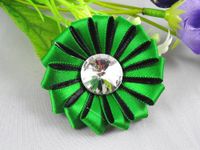 24pcs Ribbons Circular Flower Rhinestones Appliques Craft DIY (Pick Color (Green)