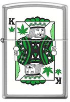 King of Pot Cannabis Poker Playing Card Satin Chrome Novelty Zippo Lighter