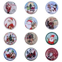 Ruipunuosi Portable Round Tin Case Christmas Theme Decorative Candy Biscuit Gift Storage Box Container Home Decoration Storage Box Random Color