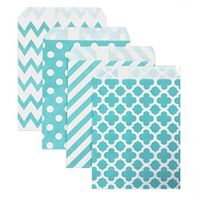 KEYYOOMY 200 Pcs Candy Buffet Bags Small Paper Treat Bags (Teal Blue, 5 inch X 7 inch)