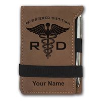 Mini Notepad, RD Registered Dietitian, Personalized Engraving Included (Dark Brown)