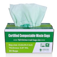 Primode 100% Compostable Trash Bags | 13 Gallon Tall Kitchen Compost Bags, 30 Count Food Waste Bags, Certified Compost Bags, Certified by BPI and TUV, Extra Thick 0.87