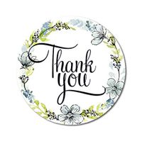 Darling Souvenir Classic Round Floral Border 1.6 Inches Thank You Stickers Envelope Seals-45 Pcs