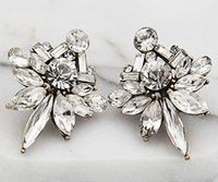 1set Womans White Crystal Rhinestone Silver Plated Long Ear Stud Hoop earrings Accessory Fine Accessories Women Stylish Design Bright Pendant Girls Prom Pretty