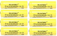 RELIGHTABLE Solar Light AA Ni-CD 600mAh 1.2V Rechargable Batteries (Pack of 8)