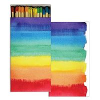 HomArt Large Decorative Watercolor Rainbow Candle and Fireplace Wood Matches (Set of 10)