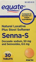Equate Natural Laxative Plus Stool Softener 30ct Compare to Senokot-S