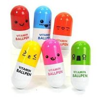 Leoie 1pc Mini Retractable Pill Ball Point Pen Micro Tiny Cute Novelty Capsule Ballpen Favor Gift Telescopic (Random Colour)