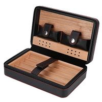 Cigar Case, Portable 4 Finger Brown Leather Cigar Case Lightweight Cedar Wood Lined Cigar Humidor Cigar Storage Box for Cigar Lovers(#01)