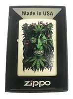 Zippo Custom Lighter - Stoner Weed Leaf & Mushroom Face Pot Marijuana Design