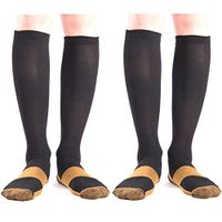 MojaSports Graduated Compression Socks Support Stocking Men Women Athletic, Medical, Sport, Running, Flight, Travel, Nurse, Boost Performance, Blood Circulation & Recovery. (Black/Copper, Lg/XL, 2Pr)