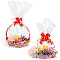 15 Pack Cellophane Bags, Large Clear Cellophane Wrap for Baskets(2 Style 31" x 47" -10 Pieces Clear / 24"x 30"-5 Pieces White Love)