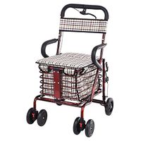 Handiy Elderly Shopping Cart/Recreational Vehicle/Collapsible Walker/Walker/Rehabilitation Equipment Folding Walking Four-Wheeled Shopping Cart Red Double Wheel Size:45cm43cm85cm -by TIANTA
