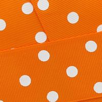 1.5" Grosgrain Ribbon White Dots 668 Tangerine 5yd