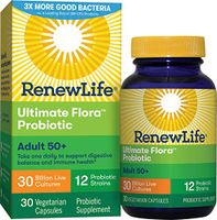 Renew Life Adult Probiotic - Ultimate Flora Adult 50+ Probiotic Supplement - Shelf Stable, Gluten, Dairy & Soy Free - 30 Billion CFU - 30 Vegetarian Capsules