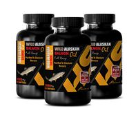 Brain Booster Energy - Wild Alaskan Salmon Oil - Full Range 2000Mg - Omega 3 Supplements - 3 Bottles 270 Softgels