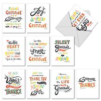 10 Small Thank You Greeting Cards with Envelopes, All-Occasion 'Words of Appreciation' Note Cards Featuring Artfully Rendered Quotes about Gratitude 4 x 5.12 inch M9633TYG