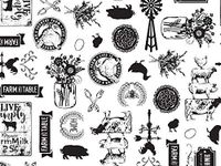Printed Tissue Paper for Gift Wrapping with Design (Black & White Farmhouse Illustrations) - Decorative Gift Tissue Paper, 24 Large Sheets (20x30)