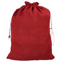 10 Pack - CleverDelights 18" x 24" Red Burlap Bags with Natural Jute Drawstring - Christmas Present Holiday Gunny Sack Pouch Bags