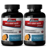 Gray Hair Color - Anti Gray Hair Natural Formula for Men and Women - Saw Palmetto - 2 Bottles 120 Capsules