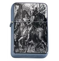 Albrecht Durer Knight Death Devil Windproof Refillable Flip Top Oil Lighter with Tin Gift Box D-211
