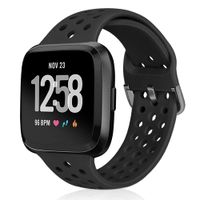XFYELE Sport Band Compatible with Fitbit Versa/Versa 2 / Versa Lite/SE, Soft Breathable Silicone Strap Replacement Wristband with Multiple Colors for Men Women (Black)