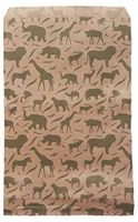 50 Bags Flat Plain Paper or Patterned Bags for candy, cookies, merchandise, pens, Party favors, Gift bags (6" x 9", Animal Zoo Print)