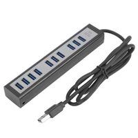 Liineparalle Powered USB Hub 3.0 10 Port USB Data Hub Splitter with Smart Charge Port 10 Port USB Hub Splitter for Mac Pro/Mini PC Hard Drives