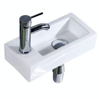 Gimify Bathroom Corner Sink, Mini Wall Mount Sink Toilet Vessel Sink Ceramic White for Small Bathroom, Left Hand