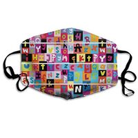 Colored Alphabet Letters Pattern Dust Mask,Washable and Reusable Cleaning Gardening Outdoor Activities Warm Windproof Mask