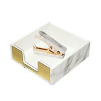MultiBey Sticky Notes Pad Holder Memo Dispensers Rose Gold with Marble White Texture Desk Supplies Organizer Accessories (Mable Gold)