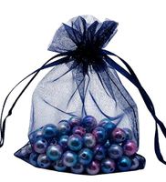 AIEDE 50pcs 6x9 Inches Sheer White Organza Drawstring Pouches Gift Bags Jewelry Holder (Navy Blue)