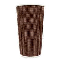 20 oz Paper Coffee Cups - Premium Disposable Brown Tweed Hot Paper Cups - Frozen Dessert Supplies - 500 Count