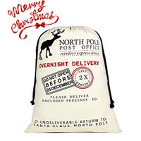 DIY Personalized Santa Sack Large Christmas Presents Sacks Bags with Drawstring 19"x27"+1 Red Satin Ribbon for Xmas Gift Decorations 3/4"x3 Yards