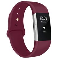 NAHAI Bands Compatible with Fitbit Charge 2, Soft Silicone Replacement Bands Adjustable Sport Wristbands Strap Accessories for Fitbit Charge 2, Women Men, Large, Wine Red with Gold Button