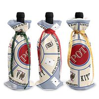Dbou New Card Game Fabric Rummy Royal Game Novelty Colorful Eye Attract 3Pcs Wine Bottle Cover Decoration Cover Bags Wine Bottle Bags Party Gift Wedding Christmas 3Pcs